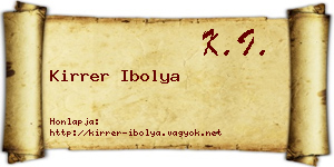Kirrer Ibolya névjegykártya